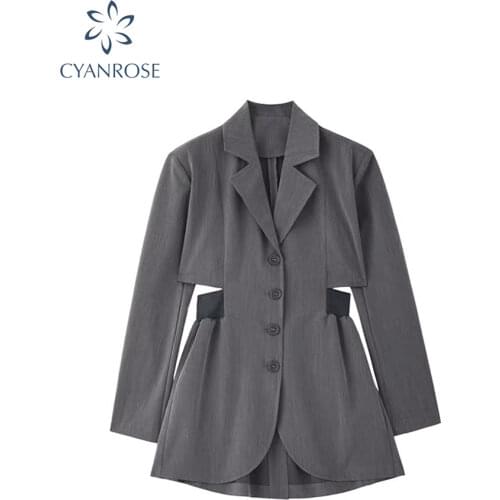 Blazer Dress Women Mini Party Office Lady Elegant Fashion Single breasted One-piece Dress Korean Long Sleeve Casual Female