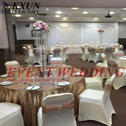All Sequin Chair Band Chair Cover Sash Tie Bow With Buckle For Banquet Wedding Chair Cover Decoration