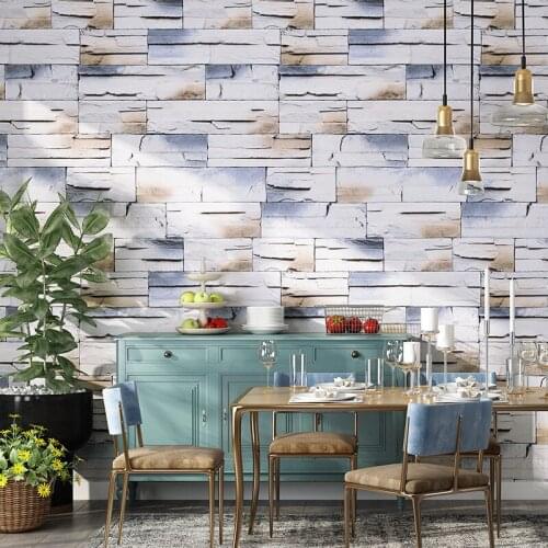 Retro 3D antique marble antique brick wallpaper clothing store restaurant brick pattern gray industrial wind wallpaper