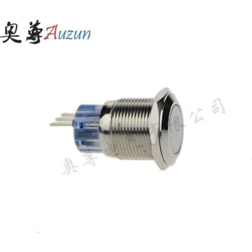 The 19mm self-locking metal button switch 3 feet 1 often open a regular closed copper nickel flat head 5A