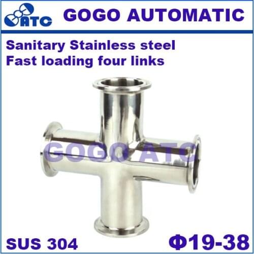Sanitary Stainless steel 304 O.D 19-38 mm Mirror polished fast clamp type four-way food pipe four-way fast-loading four-way pipe
