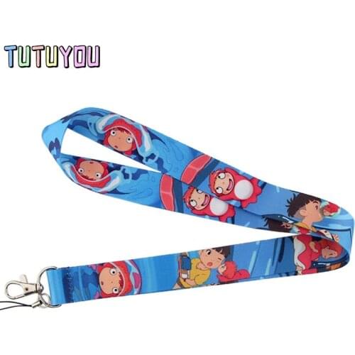 PC238 Cartoon Goldfish Girl Lanyards Id Badge Holder Keychain ID Card Pass Gym Mobile Badge Holder Lanyard Key Holder