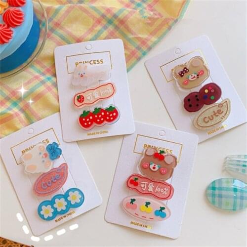 3PCS Girl Cute Cartoon Fruit Animal Flower Star Hairpin Fashion Children Sweet Headdress Wild Hair Accessory Gift Sister Outfit