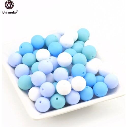 Lets Make Silicone Beads 100pc Blue Series Bead Food Grade Teething Accessories DIY Nursing Jewelry Necklace Beads Baby Teether