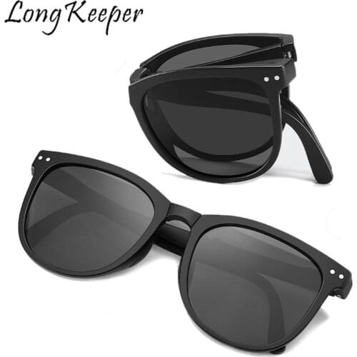 Polarized Folding Sunglasses Men Women Vintage Retro Classic Yellow Lens Driving Glasses Square Eyeglasses Folded Oculos De Sol