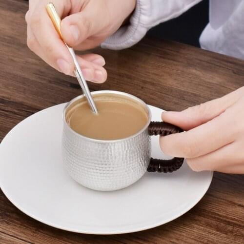 Hammered Sterling Silver 999 Handmade Cups Master Single Kungfu Teacup Coffee Milk Scented Tea Tearoom Drink Tea Tools Gifts