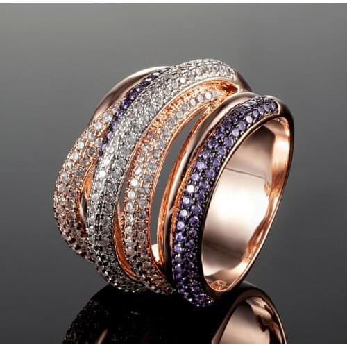 European and American luxury geometric texture stackable ring womens wedding zircon engagement Dubai gold wedding ring gift