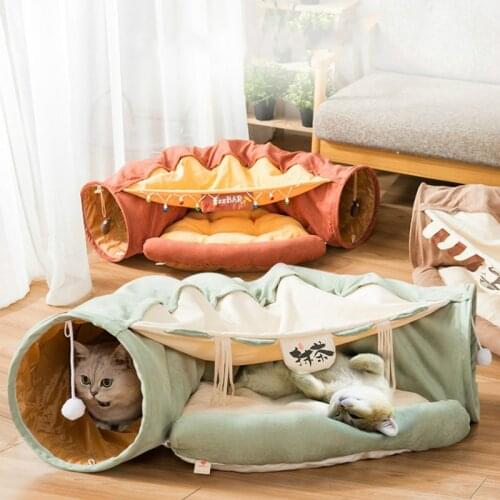 Cat tunnel cat litter four seasons universal removable and washable cat bed pipe drilling hole folding cat supplies