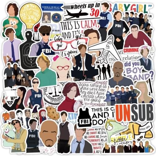 VANMAXX 50 PCS Criminal Minds TV Show Retro Stickers Waterproof Vinyl Decal for Laptop Helmet Bicycle Luggage
