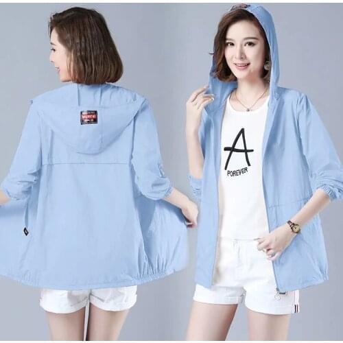Sunscreen Clothing Women 2021 Summer New Korean Loose Plus Size Hooded Ice Silk Breathable UV Protection Thin Coat Women Jacket