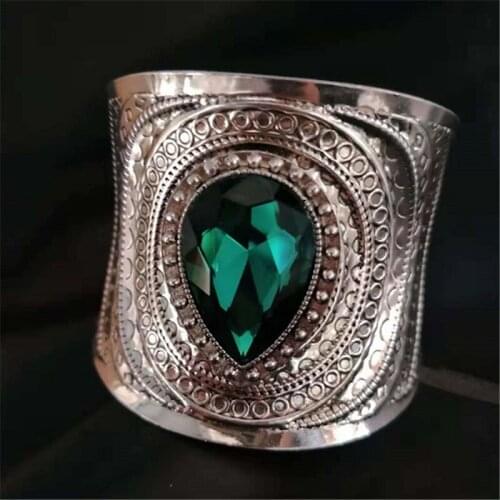 1Pcs Fashion Turquoises For Women Vintage Girl Alloy Round Charm Bracelets Bangles Jewelry Accessories