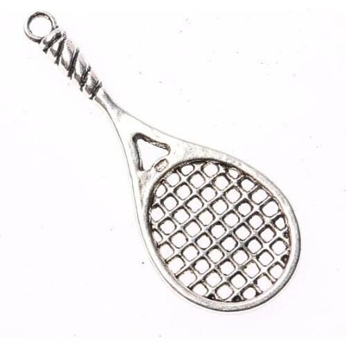 Tibetan silver plated 2sided tennis racket charm s 10pcs EF3584