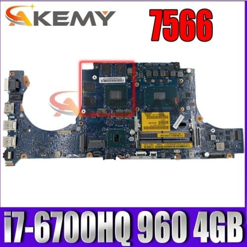 100% working for dell inspiron 7566 motherboard CN-077V33 077V33 BCV00 LA-D991P mainboard with i7-6700HQ 960 4GB inbuilt