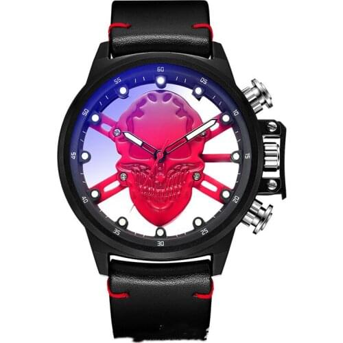 2021 Trend Man Quartz Sports PU Belt Waterproof Noctilucent Trend Of The Skull MenS Watches