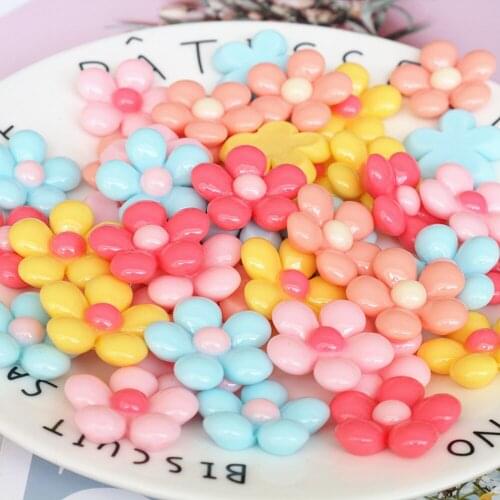 30Pcs 2.5CM 3D Flowers Resin Flat Back Cabochon Scrapbook DIY Embellishments Hair Accessories