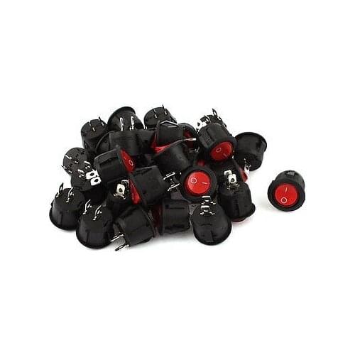 30 x KCD1-105 2Pin SPST NO/OFF Round Rocker Power Switch AC 250V/6A 125V/10A