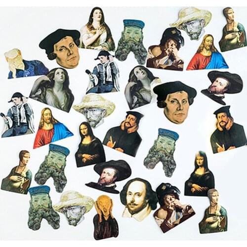 45 pieces/set Mona Lisa Celebrity Series Box Stickers Student Creative Stationery DIY craft Scrapbook Diary Label Sticker Gift