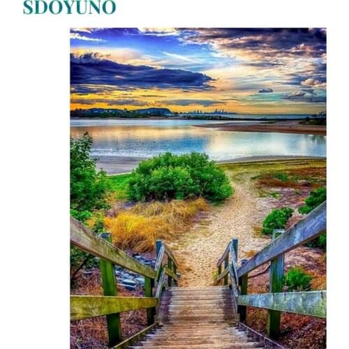 SDOYUNO Acrylic Paint By Numbers Aurora Scenery DIY Frameless 60x75cm Oil Painting By Numbers On Canvas Digital Hand Painting De