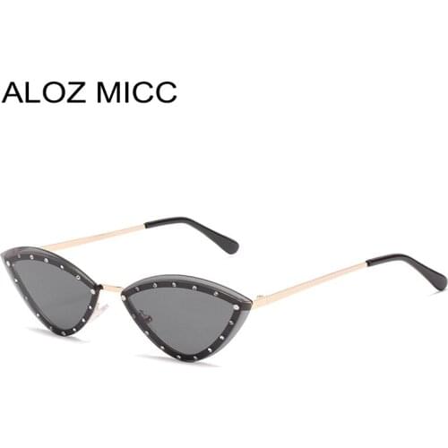 ALOZ MICC Vintage Cat eye Sunglasses Women Men Fashion Rimless Black Sun Glasses Female Brand Designer Punk Eyewear UV400 Oculo
