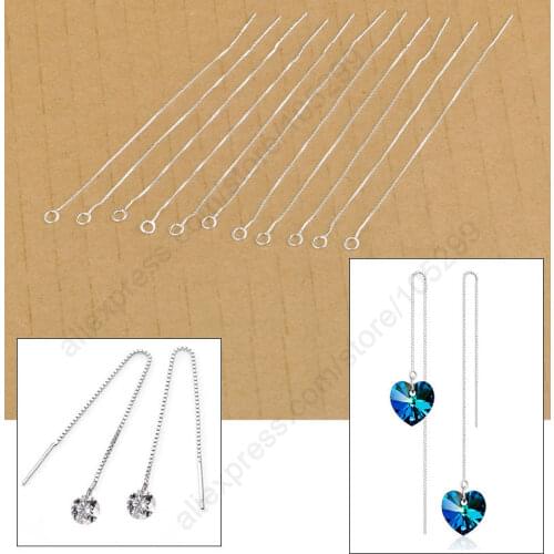 Free Ship 20Pcs Findings 925 Sterling Silver Jewelry Box Line Chain Long Design Earring Arrow Sparkling Earrings Drop Earrings
