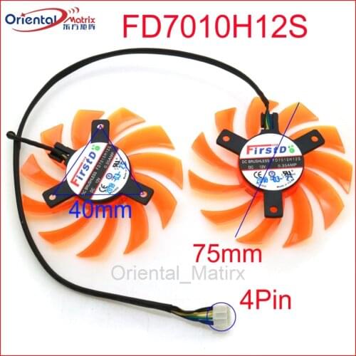 Free Shipping FD7010H12S DC12V 0.35A 4Pin 75mm VGA Fan Graphics Card Cooling Fan