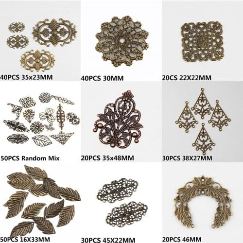 Bronzed/Ancient Red Filigree Wraps Hollow Leaves Connectors Metal Crafts Connector For DIY Handmade Jewelry Making Accessories