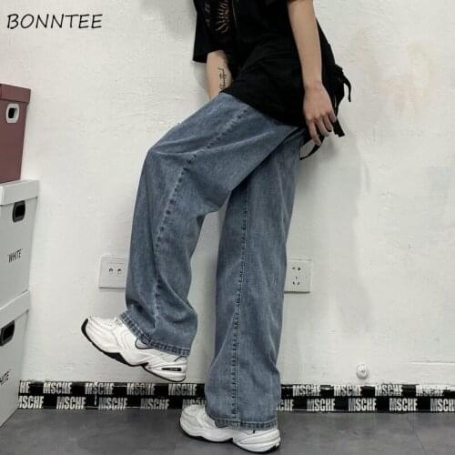 Jeans Women Korean Style Ins Retro Streetwear All Match Summer Washed Straight Trousers Baggy Couple Denim Feminino Cozy Preppy
