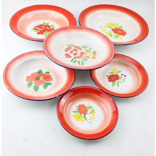 Enamel dish, nostalgic enamel dish, retro enamel dish, enamel fruit dish. 10 pieces / 1 package