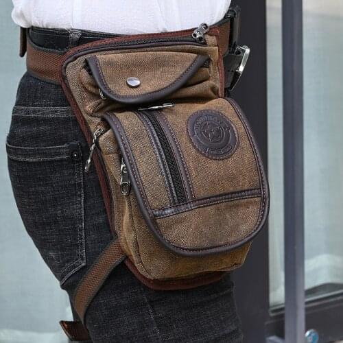 High Quality Mens Canvas Drop Leg Bag Military Motorcycle Multi-purpose Messenger Shoulder Bags Belt Hip Bum Waist Fanny Pack