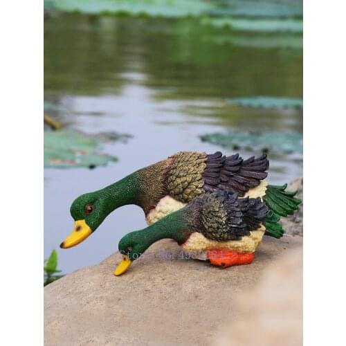 Simulated animal Drinking duck Garden courtyard pond pool aquarium decoration Resin sculpture Artificial animal decoration
