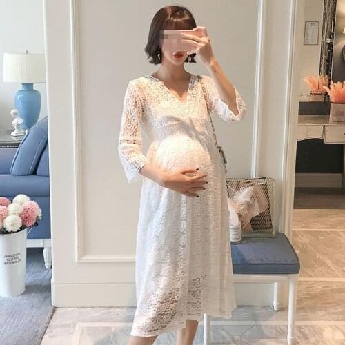 Lace Maternity Dresses Summer Pregnancy Clothes Casual Pregnant Women Dress For Work 2021 Fashion Maternity Clothing Plus Size
