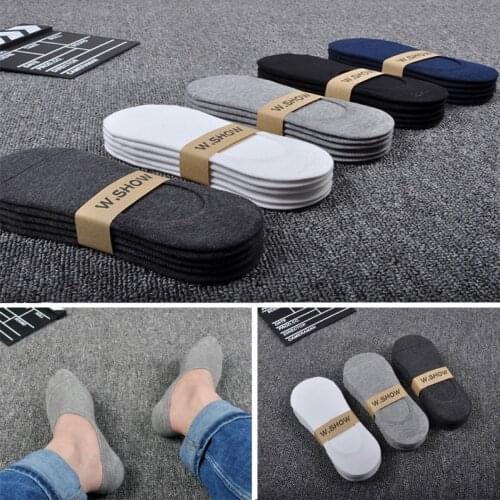 5 Pairs Summer Thin Invisible Cotton Mens Socks Silicone Non-Slip Sock For Men Breathable Pure Color Socks Fashion Boat Socks
