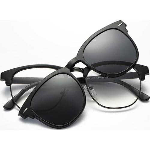 Width-143 TR90 magnet retro eyeglasses frames clip Myopia sunglasses Polarized lenses set for male female eyewear magnetic clip