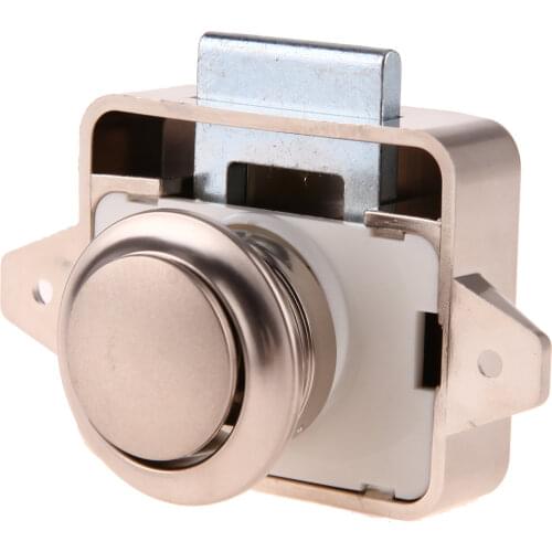 Mini Push Lock Button Catch Lock Cupboard Door Knob Camper Caravan Motorhome RV Cabinet Drawer Push Latch Lock Hardware 1PC