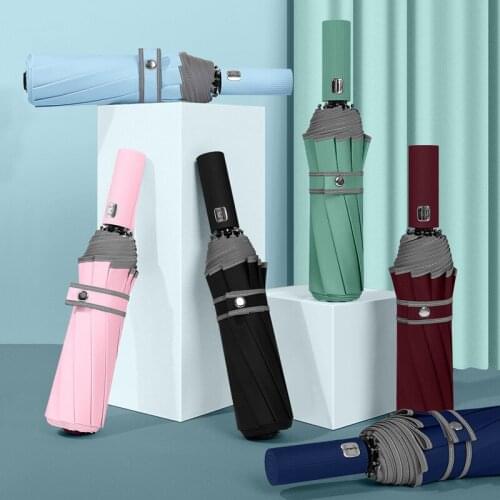 Folding Umbrella Parasol Rain Strong Windproof Automatic Sun Umbrella Black Coating Luxury Large Parasol Men Business Umbrellas