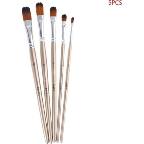 5pcs Paint Brush Set Nylon Hair Professional Artist Watercolor Acrylic Art Painting Brushes Wooden Handle Stationery