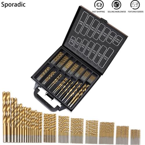 99Pcs/Set HSS Twist Drill Bit Set 1.5-10mm Woodworking tools For Drilling Wood Thin Metal Home Use With Box Power Tools Fitting