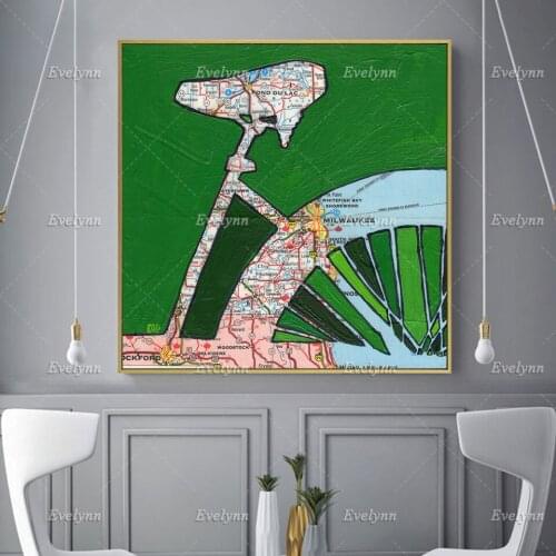 Bike Milwaukee-Print Wall Art Canvas Painting Whitefish Bay Wisconsin Bike Art Print, Bicycle Art Vintage Wisconsin Map Poster