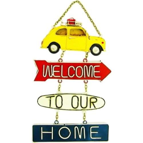 Wall Decor Metal Poster Door Sign Classic Car Welcome Vintage Miniature Trinket Cafe Restaurant Hotel Decoration Quality