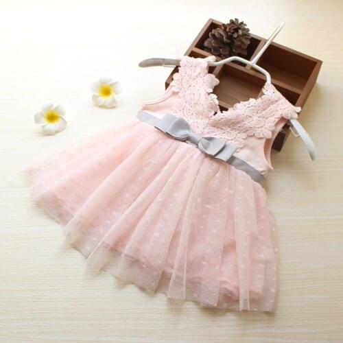 2021 summer new girls lace bow princess wedding dress wholesale children dresses wholesale