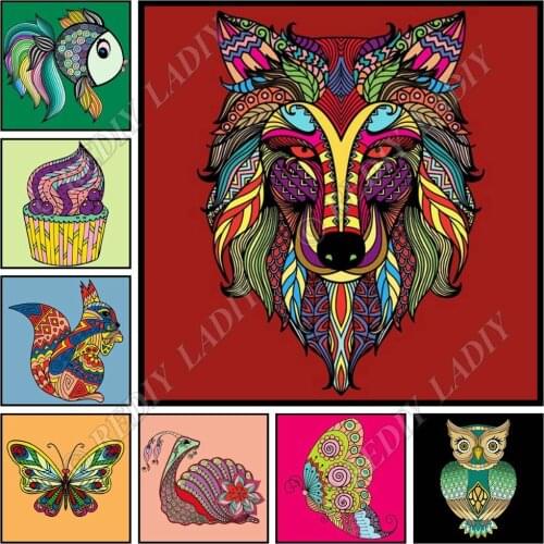 Full Square / Round Diamond Painting Crystal Rhinestones Colorful Animals 5D Diamond Embroidery Beaded Cross Stitch Pixel Crafts