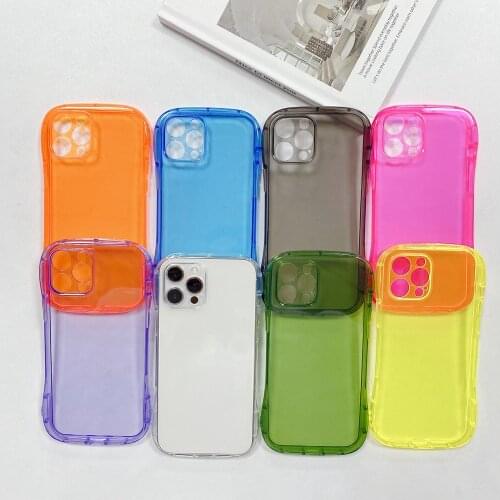 Shockproof Transparent Phone Case For iPhone XR X XS iPhone11 11 12 Pro MAX 7 8 Plus SE 2020 Glossy Candy Color Soft Back Cover