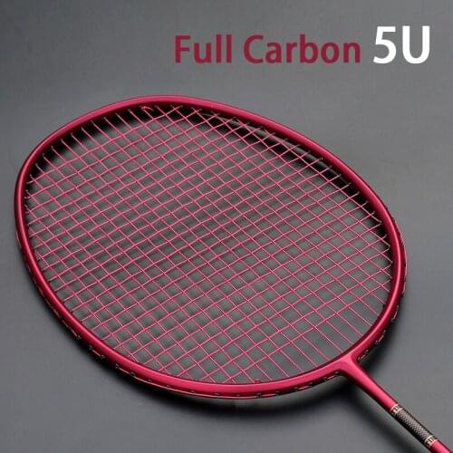 High Quality Ultralight 5U Carbon Fiber Badminton Rackets Strings Bag Max 30LBS Professional Racket Racquet Strung Sports Padel