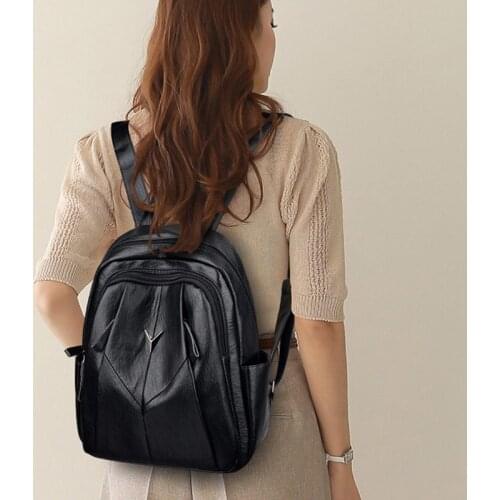 Brand New Red Black Backpacks Womens Leather Backpack Travel Laptop Bag Large Capacity Luxury Composite Casual Woman Luggage