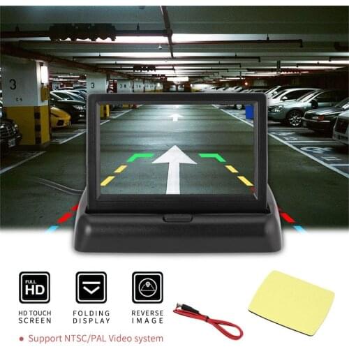 12V 4.3 Inch HD LCD Digital Folding Desktop Universal Monitor Camera Reversing Rear View Display with 2 Video Input Ports