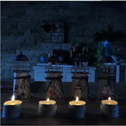 12 pcs New Arrive Mediterranean-style lighthouse wrought iron Candlestick Candle holder Home decoration