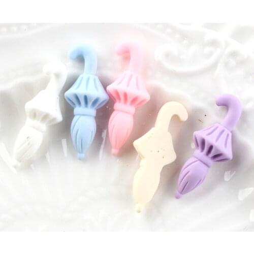 5pcs Resin Flatback Umbrella Kawaii Cute Charms Cartoon Marcalon Color Pendants For DIY Jewelry Making Bracelets Necklace 12*31m