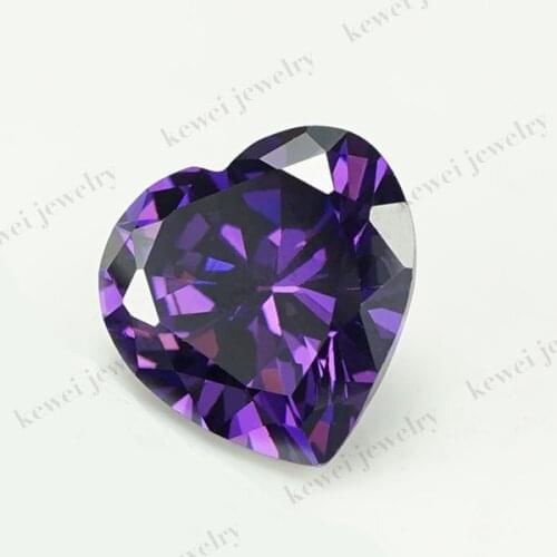 50pcs AAAAA Synthetic Gems Factory Sell 3*3mm-10*10mm CZ Stone Loose CZ Amethys Color Cubic Zirconia Stone Heart