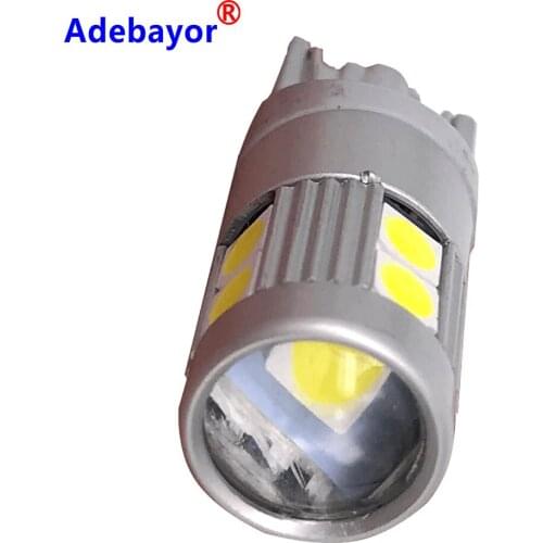 Adebayor1x super bright led t10 w5w car lamp 9 smd 3030 EMC auto reading parking fog marker rear light 152 194 12v white 6000K