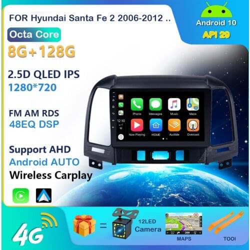 IPS Android 10 2G+32G DSP Car Radio Multimedia Video Player For Hyundai Santa Fe 2 2006-2012 Navigation GPS 2 din no dvd